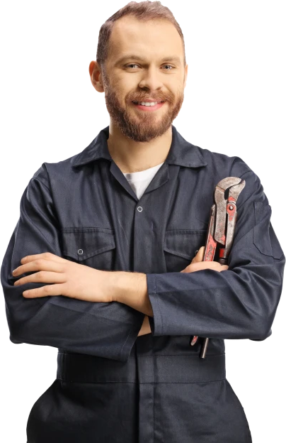 Service technician holding a wrench