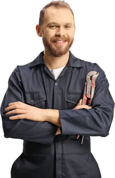 Service technician holding a wrench